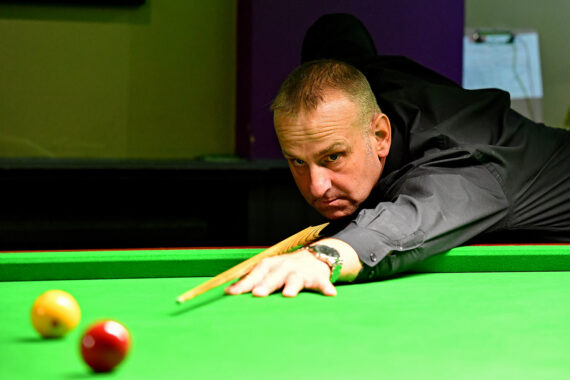 David Causier plays a shot.
