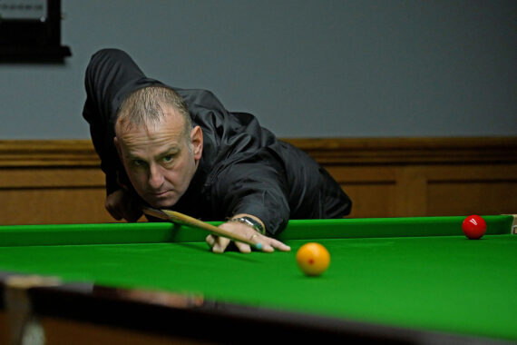 David Causier plays a shot.