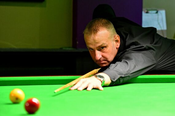 David Causier playing a shot.