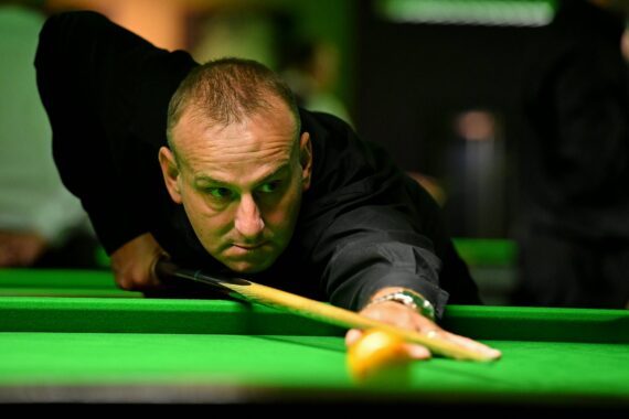 David Causier plays a shot.